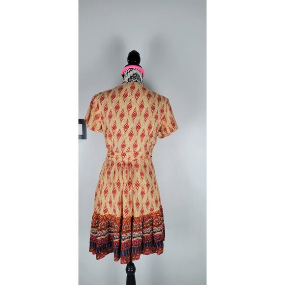 Zesica Women's Bohemian Colorful Wrap Dress V-Neck Short Sleeve Medium - Picture 6 of 13